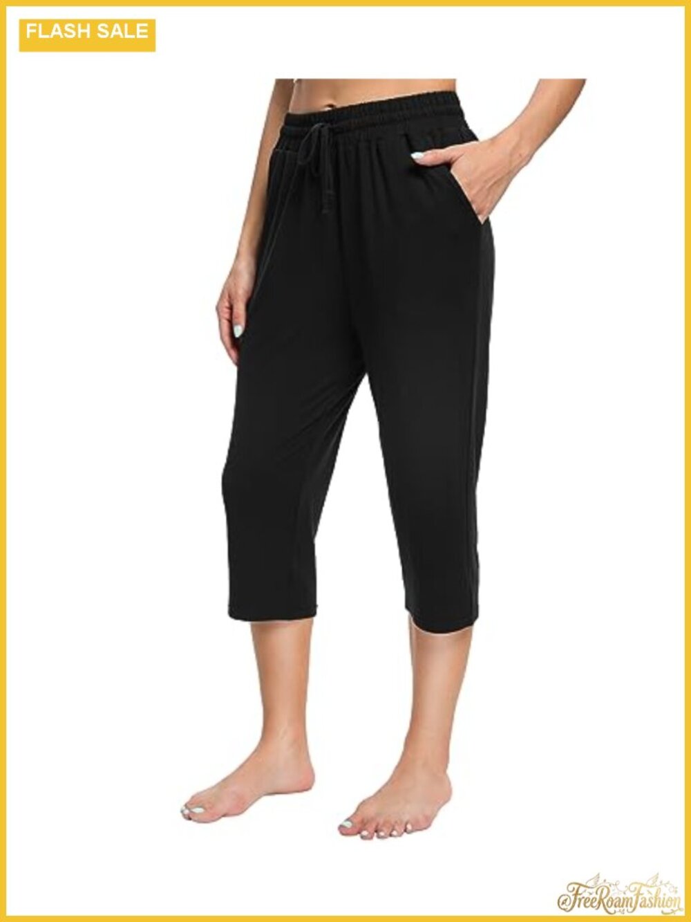 Women's Yoga Capri Pants High Waisted Loose Fit with Pockets